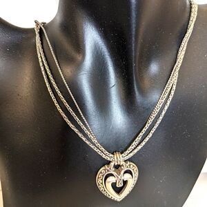 Brighton Ellington Siver plate Multi Strand Heart Neckace‎